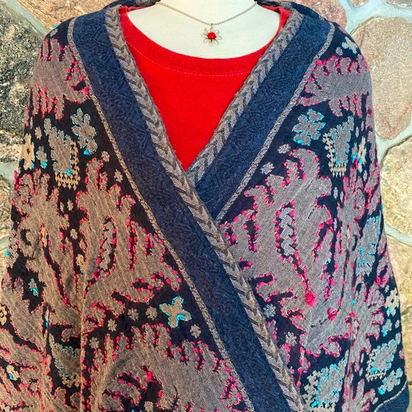 Cotton wool blend pashmina shawl. Reversible. - Picture 2 of 6